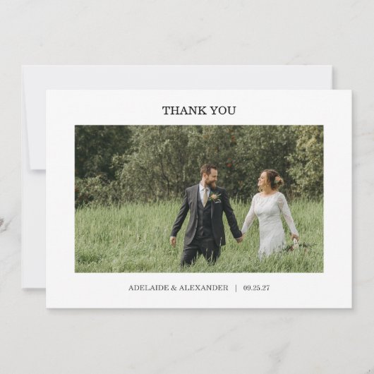 Modern Script Photo Wedding Bedankkaart (Voorkant)