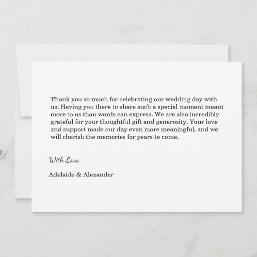 Modern Script Photo Wedding Bedankkaart (Achterkant)