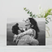Modern Script Photo Wedding Bedankkaart (Staand voorkant)