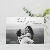 Modern Script Photo Wedding Bedankkaart (Staand voorkant)