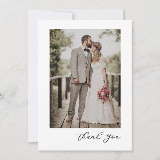 Modern Script Photo Wedding Bedankkaart (Voorkant)