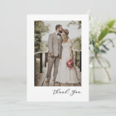 Modern Script Photo Wedding Bedankkaart (Staand voorkant)