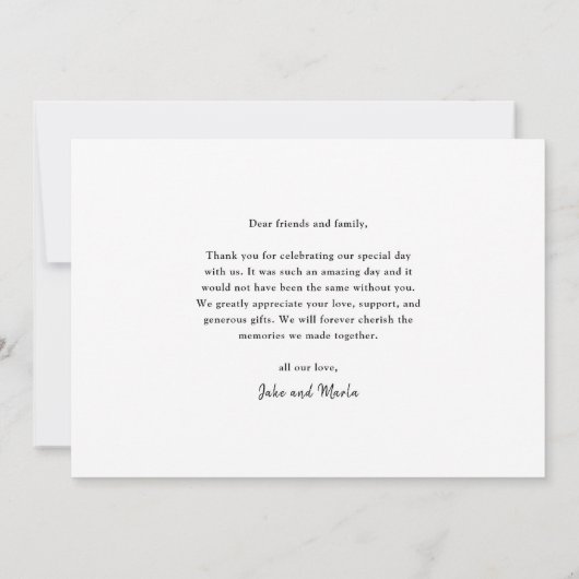 Modern Script Photo Wedding Bedankkaart (Achterkant)