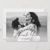 Modern Script Photo Wedding Bedankkaart (Voorkant)