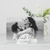 Modern Script Photo Wedding Bedankkaart (Staand voorkant)