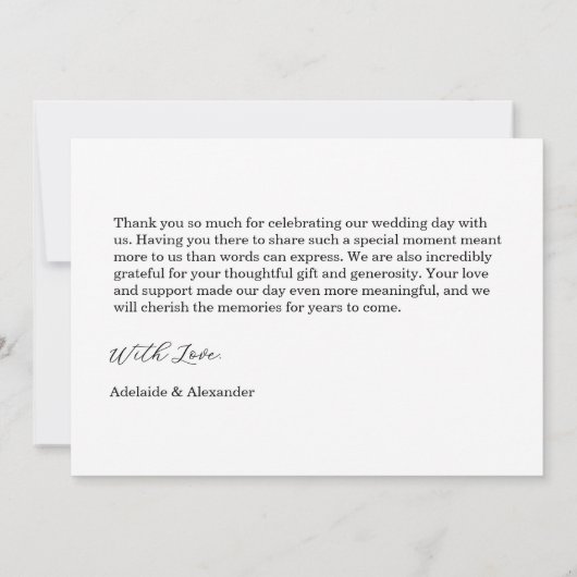 Modern Script Photo Wedding Bedankkaart (Achterkant)