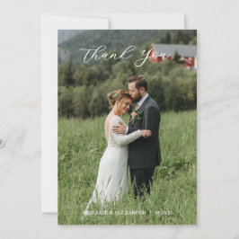Modern Script Photo Wedding Bedankkaart