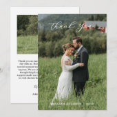 Modern Script Photo Wedding Bedankkaart (Voorkant / Achterkant)