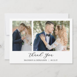 Modern Script Photo Wedding Bedankkaart