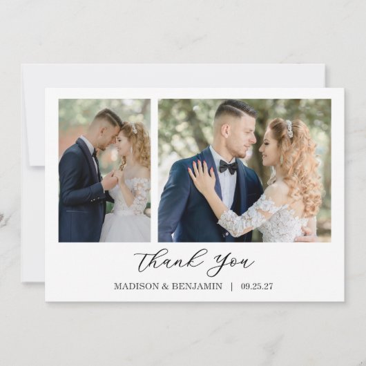 Modern Script Photo Wedding Bedankkaart (Voorkant)