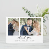 Modern Script Photo Wedding Bedankkaart (Staand voorkant)
