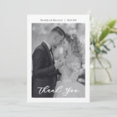 Modern Script Photo Wedding Bedankkaart (Staand voorkant)