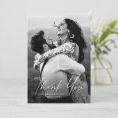 Modern Script Photo Wedding Bedankkaart (Staand voorkant)