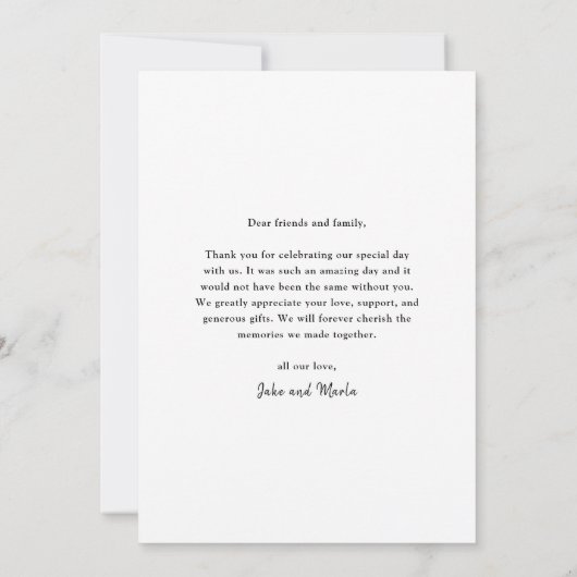 Modern Script Photo Wedding Bedankkaart (Achterkant)