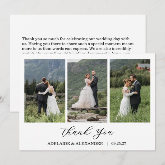 Modern Script Photo Wedding Bedankkaart (Voorkant / Achterkant)