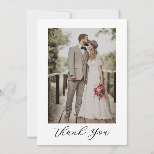 Modern Script Photo Wedding Bedankkaart (Voorkant)