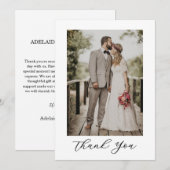 Modern Script Photo Wedding Bedankkaart (Voorkant / Achterkant)