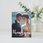 Modern Script Photo Wedding Bedankt Briefkaart (Staand voorkant)