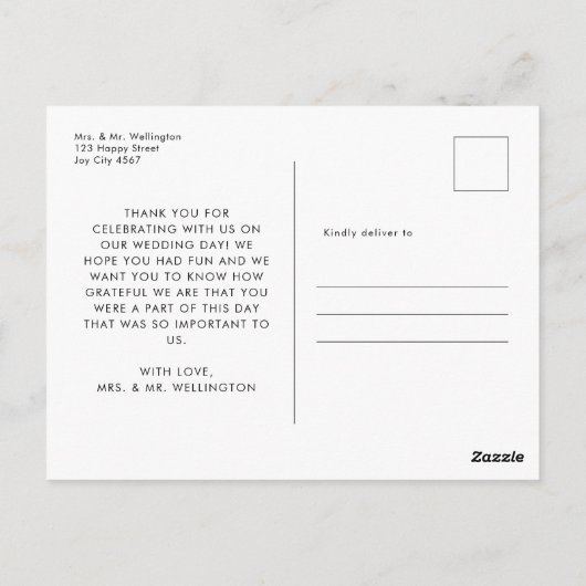 Modern Script Photo Wedding Bedankt Briefkaart (Achterkant)