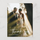 Modern Script Photo Wedding Bedankt Briefkaart (Voorkant)