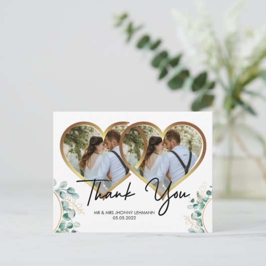 Modern Script Photo Wedding briefkaart (Staand voorkant)