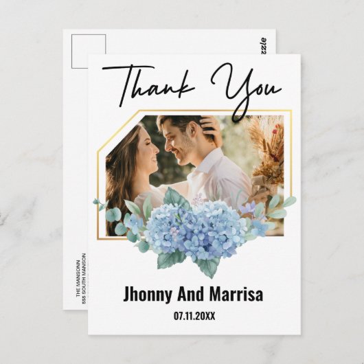 Modern Script Photo Wedding briefkaart (Voorkant / Achterkant)