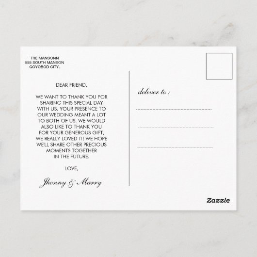 Modern Script Photo Wedding briefkaart (Achterkant)