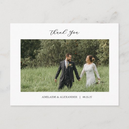 Modern Script Photo Wedding Briefkaart (Voorkant)