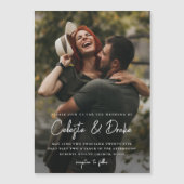 Modern Script Photo Wedding Magnetische Uitnodiging (Voorkant)