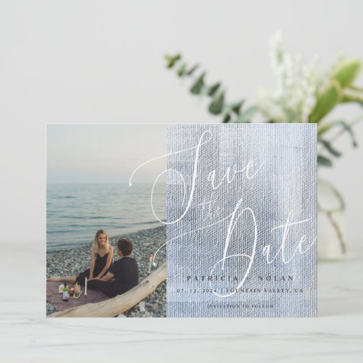 Modern Script Photo Wedding Save The Date (Staand voorkant)