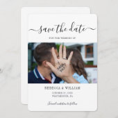 Modern Script Photo Wedding Save The Date (Voorkant / Achterkant)