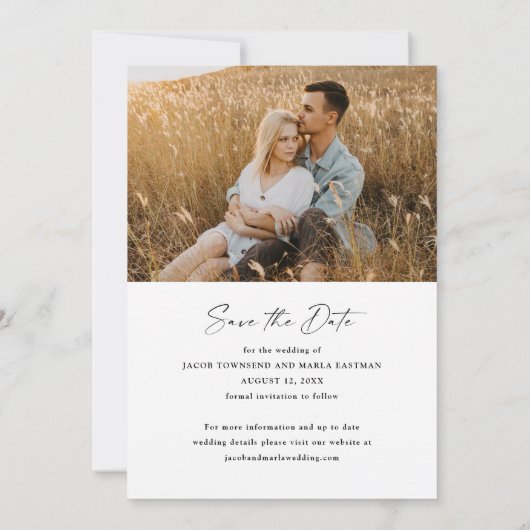 Modern Script Photo Wedding Save The Date (Achterkant)