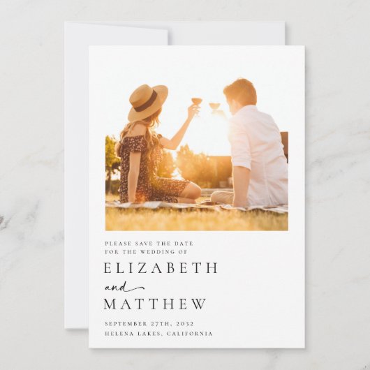 Modern Script Photo Wedding Save The Date (Voorkant)