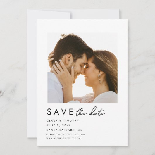 Modern Script Photo Wedding Save The Date (Voorkant)