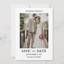 Modern Script Photo Wedding Save The Date Kaart