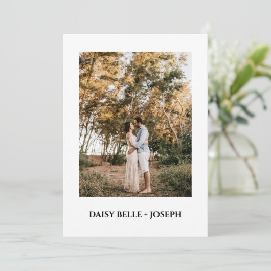 Modern Script Photo Wedding Save The Date Kaart (Staand voorkant)