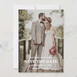 Modern Script Photo Wedding Save The Date Kaart
