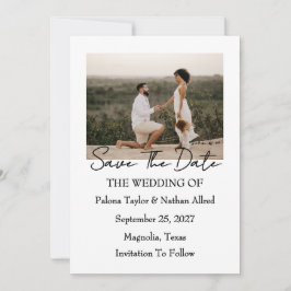 Modern Script Photo Wedding Save The Date Kaart