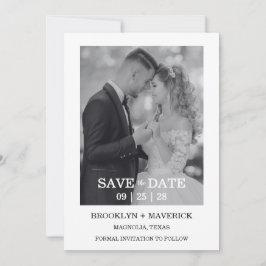 Modern Script Photo Wedding Save The Date Kaart
