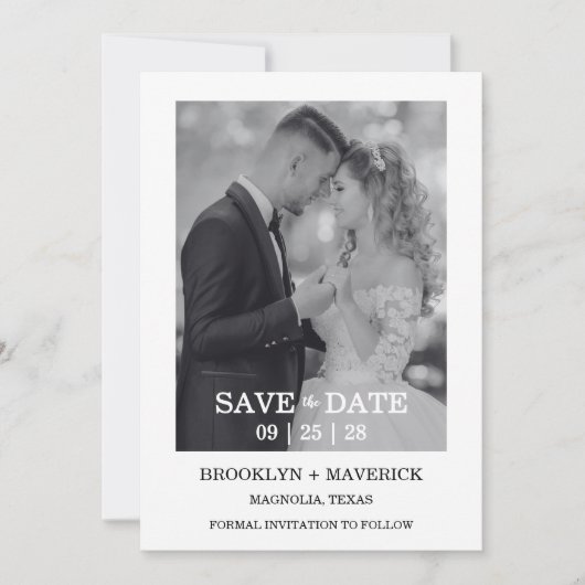Modern Script Photo Wedding Save The Date Kaart (Voorkant)