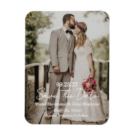 Modern Script Photo Wedding Save The Date Magneet