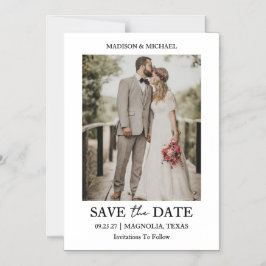 Modern Script Photo Wedding Save The Date Magnetische Uitnodiging