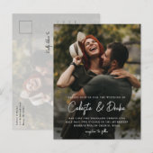 Modern Script Photo Wedding Uitnodiging Briefkaart (Voorkant / Achterkant)