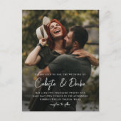 Modern Script Photo Wedding Uitnodiging Briefkaart (Voorkant)