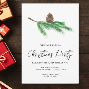 Modern Script Pine Cone Kerstfeest Kaart