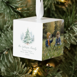 Modern Script Pine Tree Family Christmas  Decoratie