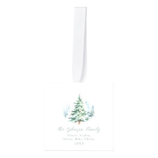 Modern Script Pine Tree Family Christmas Decoratie (Voorkant)