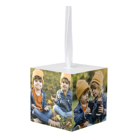 Modern Script Pine Tree Family Christmas Decoratie (Achter hoekig)