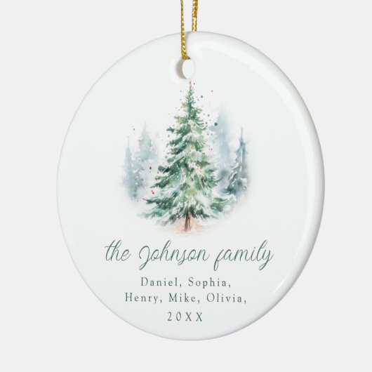 Modern Script Pine Tree Family Christmas  Keramisch Ornament (Links)