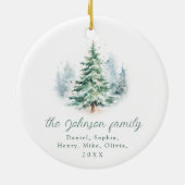 Modern Script Pine Tree Family Christmas  Keramisch Ornament (Achterkant)